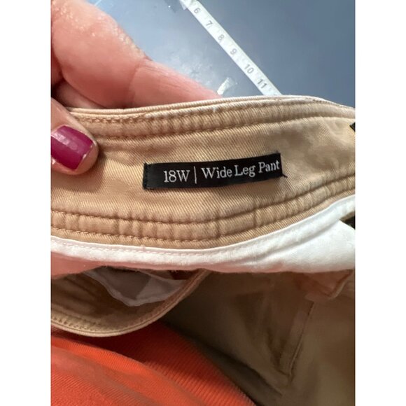 Talbots Khaki Wide-Leg Pants Side Button Details Size 16 - Picture 9 of 11